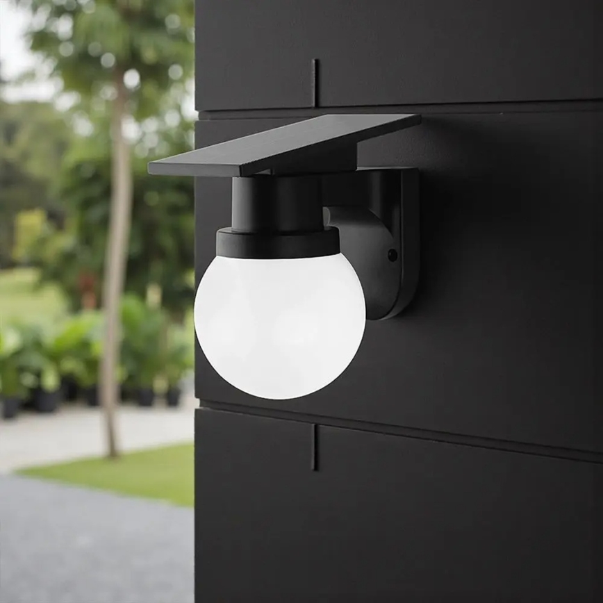 LED Solar Wall Lamp LED/3.7V 3000/4000/6400K IP54 1800 mAh Black + Remote Control