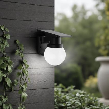 LED Solar Wall Lamp LED/3.7V 3000/4000/6400K IP54 1800 mAh Black + Remote Control