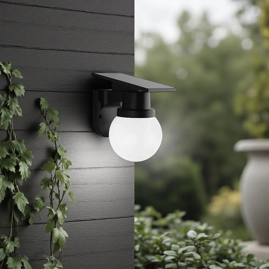 LED Solar Wall Lamp LED/3.7V 3000/4000/6400K IP54 1800 mAh Black + Remote Control