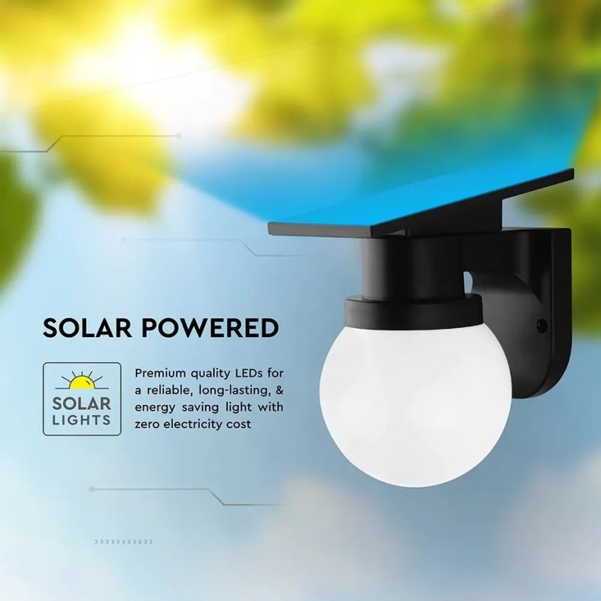 LED Solar Wall Lamp LED/3.7V 3000/4000/6400K IP54 1800 mAh Black + Remote Control