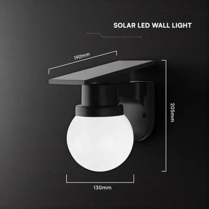 LED Solar Wall Lamp LED/3.7V 3000/4000/6400K IP54 1800 mAh Black + Remote Control
