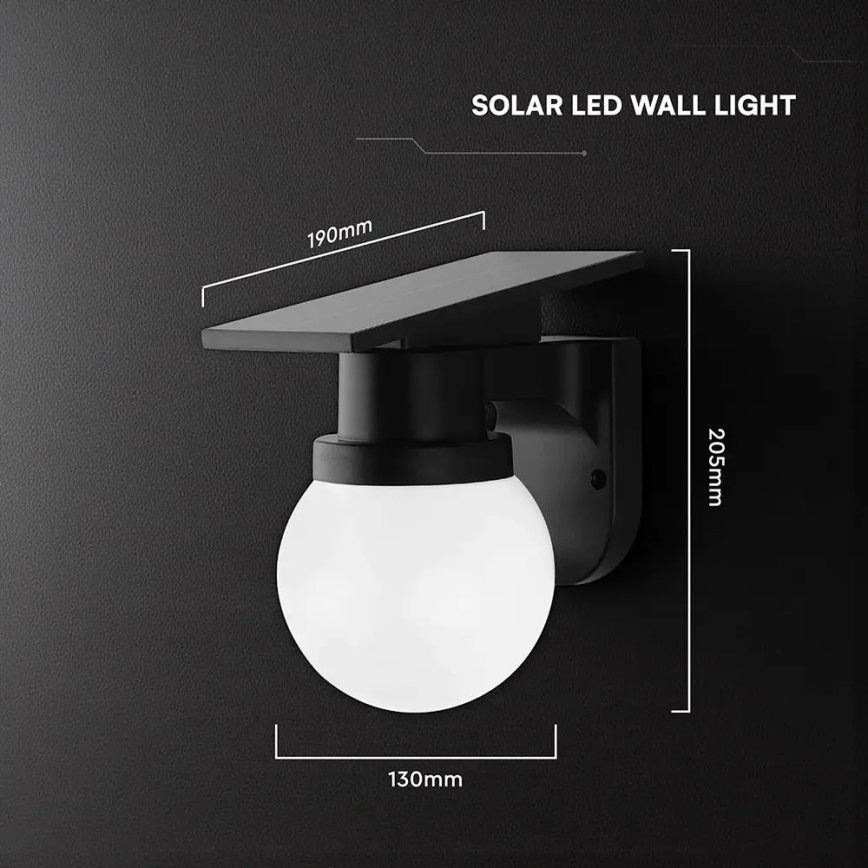LED Solar Wall Lamp LED/3.7V 3000/4000/6400K IP54 1800 mAh Black + Remote Control