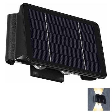 LED Solar wall light 4xLED/1,5W/3,7V IP54 black