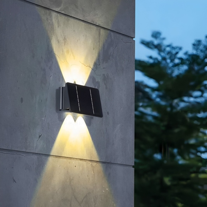 LED Solar wall light 4xLED/1,5W/3,7V IP54 black