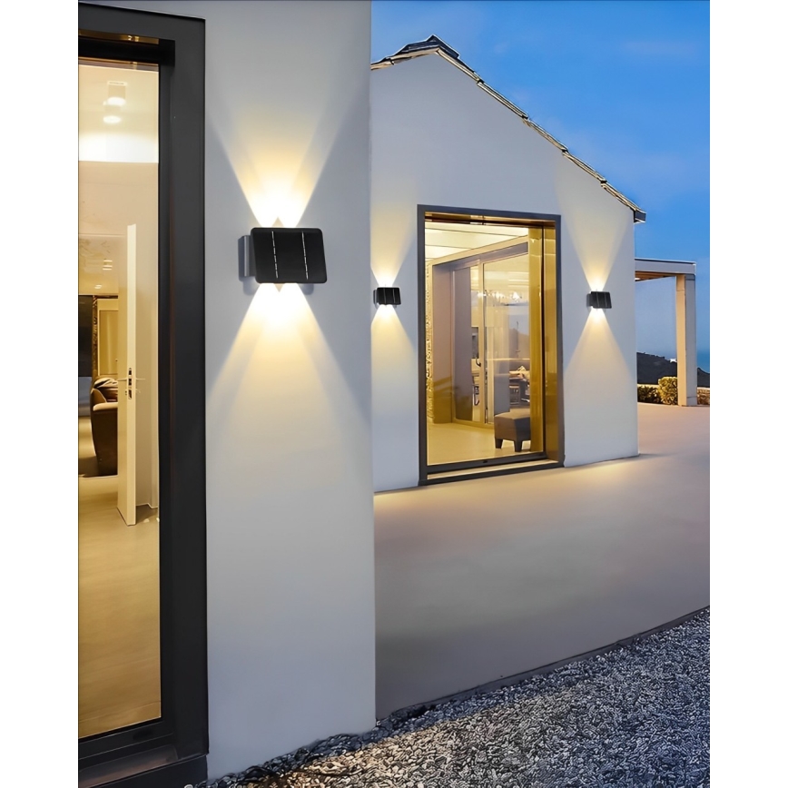 LED Solar wall light 4xLED/1,5W/3,7V IP54 black