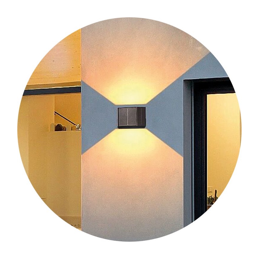 LED Solar wall light CUBUS 2xLED/1,5W/3,7V 1500 mAh IP54