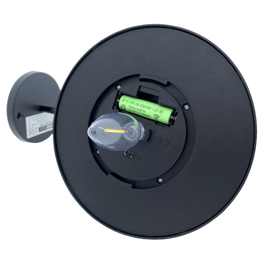 LED Solar wall light LED/0,5W/1,2V 600 mAh IP44 black