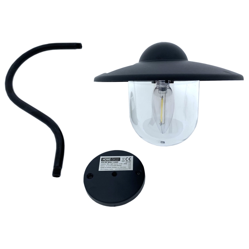 LED Solar wall light LED/0,5W/1,2V IP44 black