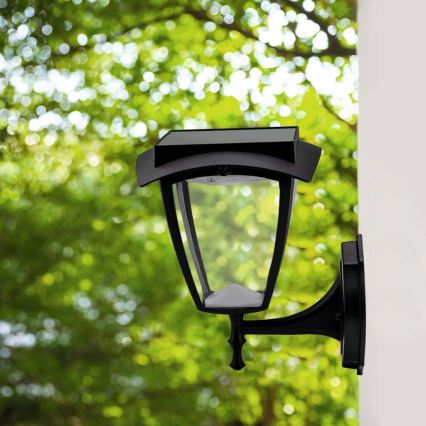 LED Solar Wall Light LED/2W/3,7V 3000/6000K IP65 2200 mAh Black