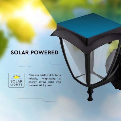LED Solar Wall Light LED/2W/3,7V 3000/6000K IP65 2200 mAh Black