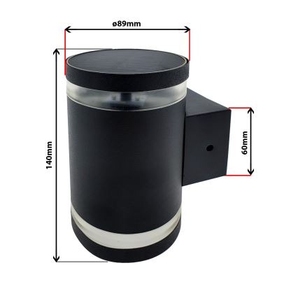 LED Solar wall light LED/5V IP44 black