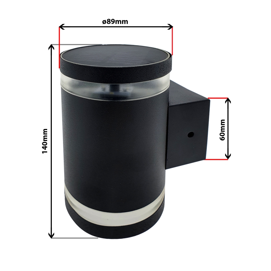 LED Solar wall light LED/5V IP44 black