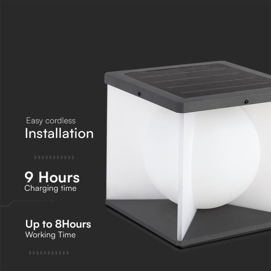 LED Dimmable solar wall light LED/8W/3,7V IP65 3000K + remote control