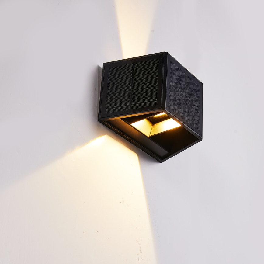 LED Solar wall light WINGS LED/2W/3,2V 3000K IP54 black