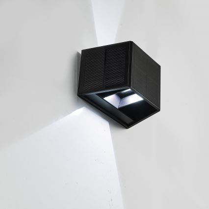 LED Solar wall light WINGS LED/2W/3,2V 6000K IP54 black