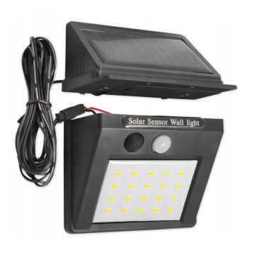 LED Solar wall light with a sensor and external panel LED/0,55W/3,7V IP65