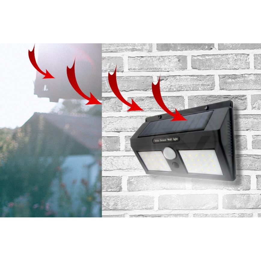 LED Solar wall light with a sensor LED/1,2W/3,7V IP54
