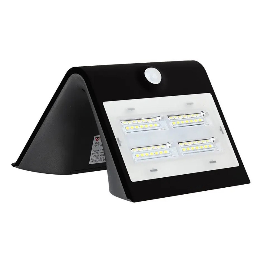 LED Solar wall light with a sensor LED/3W/3,7V 3000/4000K IP65 black