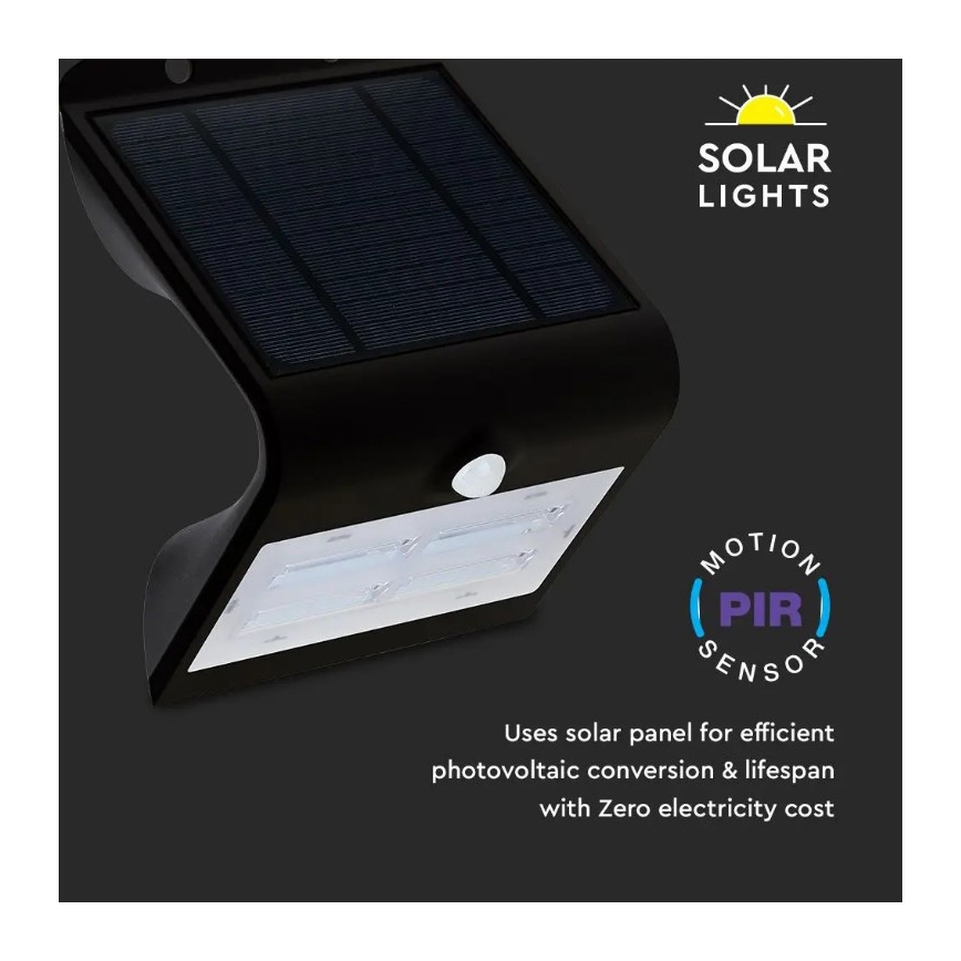 LED Solar wall light with a sensor LED/3W/3,7V 3000/4000K IP65 black
