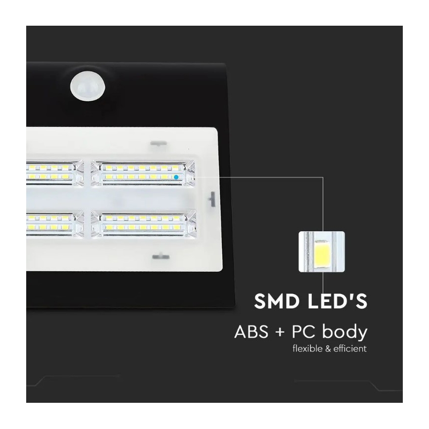 LED Solar wall light with a sensor LED/3W/3,7V 3000/4000K IP65 black