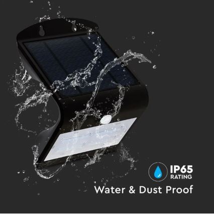 LED Solar wall light with a sensor LED/3W/3,7V 3000/4000K IP65 black