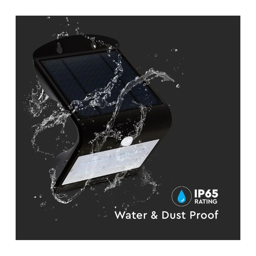 LED Solar wall light with a sensor LED/3W/3,7V 3000/4000K IP65 black