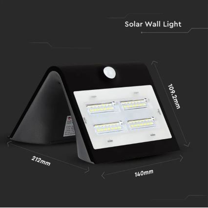 LED Solar wall light with a sensor LED/3W/3,7V 3000/4000K IP65 black