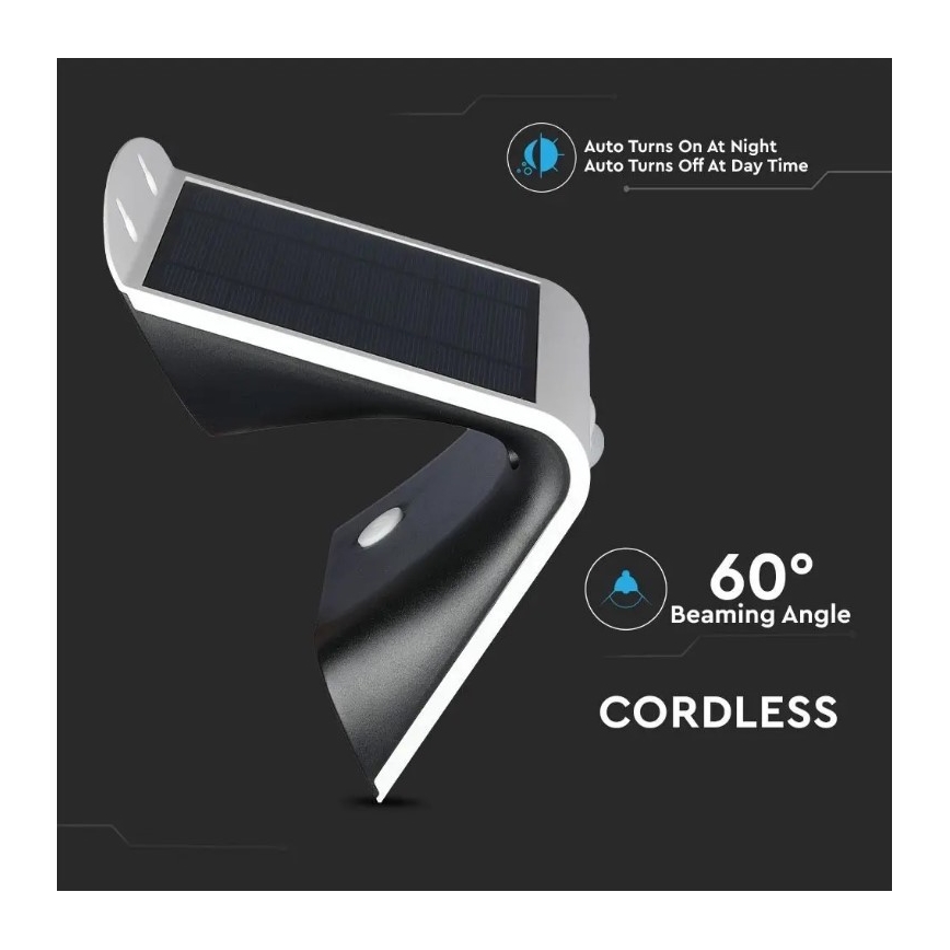 LED Solar wall light with a sensor LED/3W/3,7V 3000/4000K IP65 white