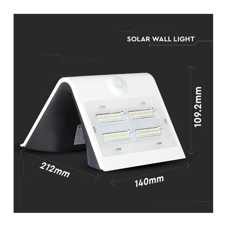 LED Solar wall light with a sensor LED/3W/3,7V 3000/4000K IP65 white