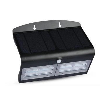 LED Solar wall light with a sensor LED/7W/3,7V 4000K IP65 black