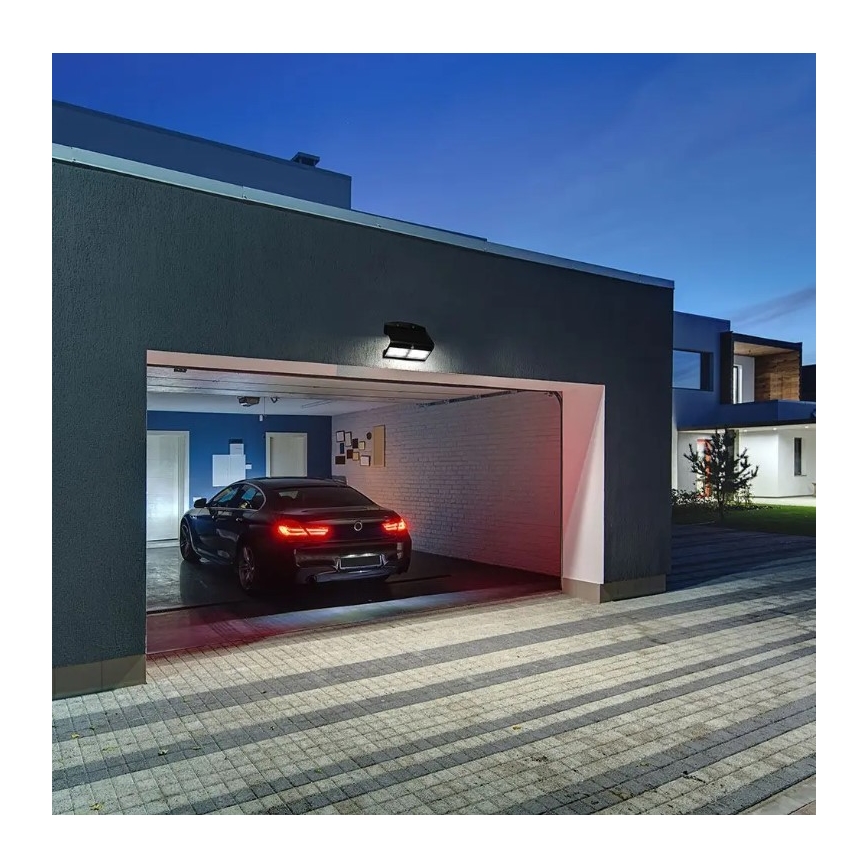LED Solar wall light with a sensor LED/7W/3,7V 4000K IP65 black