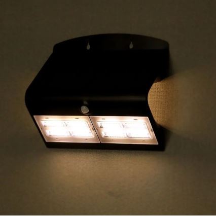LED Solar wall light with a sensor LED/7W/3,7V 4000K IP65 black