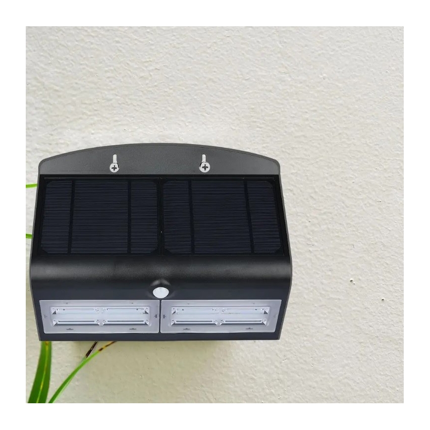 LED Solar wall light with a sensor LED/7W/3,7V 4000K IP65 black