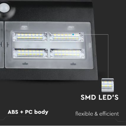 LED Solar wall light with a sensor LED/7W/3,7V 4000K IP65 black