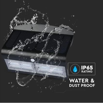 LED Solar wall light with a sensor LED/7W/3,7V 4000K IP65 black
