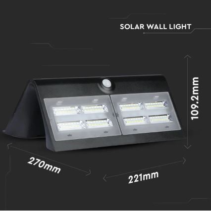 LED Solar wall light with a sensor LED/7W/3,7V 4000K IP65 black