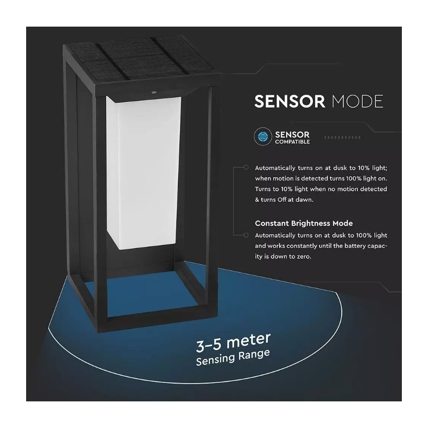 LED Solar wall light with a sensor SAMSUNG CHIP LED/2W/3,7V IP65