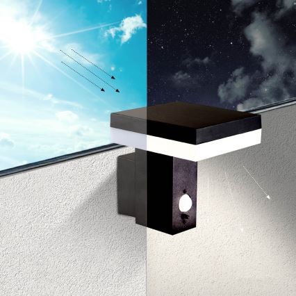 LED Solar wall light with a sensor SOLARIS2 LED/5,5W/3,7V 4000K IP44