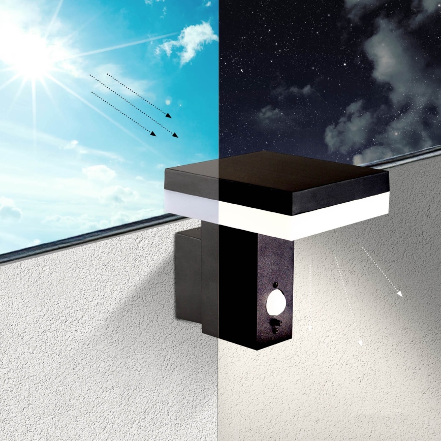 LED Solar wall light with a sensor SOLARIS2 LED/5,5W/3,7V 4000K IP44