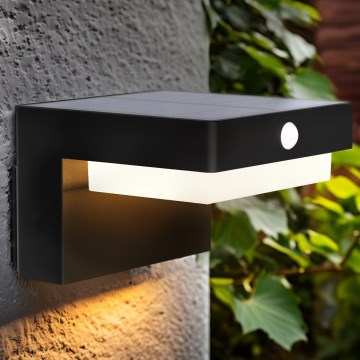 LED Solar wall light with motion and dusk sensor PALERMO LED/5W/2000 mAh IP54 black