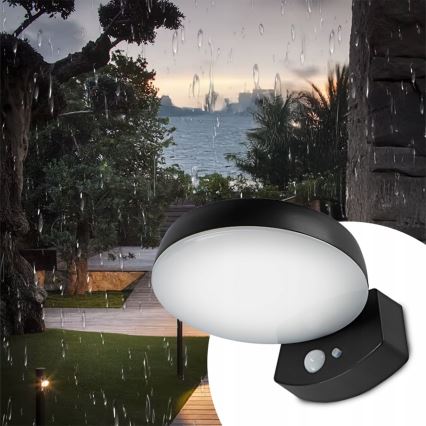 LED dimmable solar wall light with sensor LED/3W/3,7V 1800 mAh IP54 black