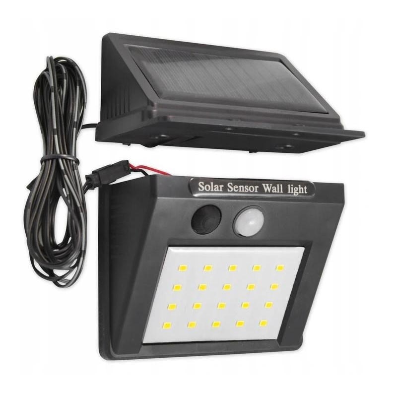LED Solar Wall Light with Sensor and External Panel LED/0,55W/3,7V 1200 mAh IP44