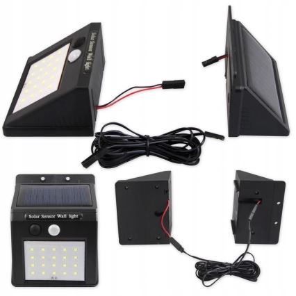 LED Solar Wall Light with Sensor and External Panel LED/0,55W/3,7V 1200 mAh IP44