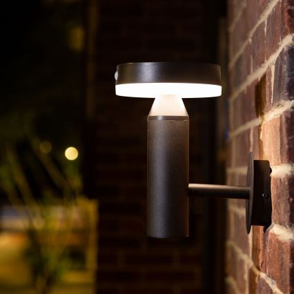 LED Solar wall light with sensor GWINEA LED/4,5W/3,7V 2000 mAh IP44 black