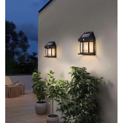 LED Solar wall light with sensor LANTER LED/1W/3,7V 1200 mAh IP44 black