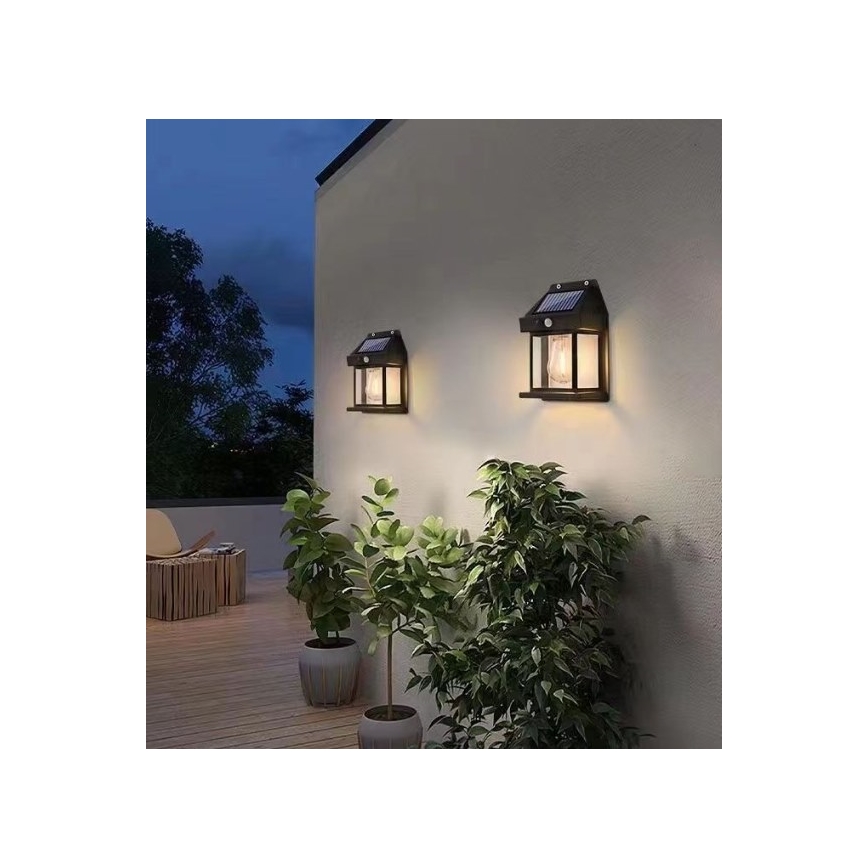 LED Solar wall light with sensor LANTER LED/1W/3,7V 1200 mAh IP44 black