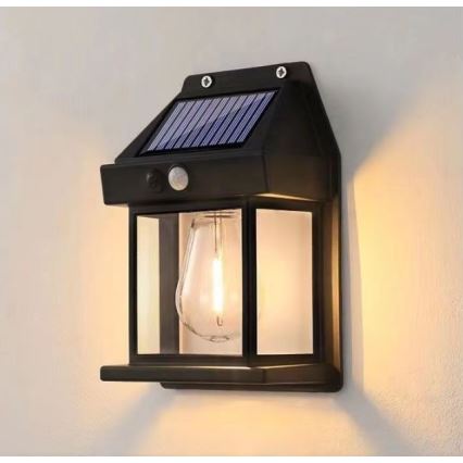 LED Solar wall light with sensor LANTER LED/1W/3,7V 1200 mAh IP44 black