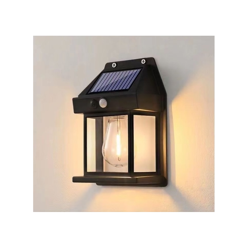 LED Solar wall light with sensor LANTER LED/1W/3,7V 1200 mAh IP44 black