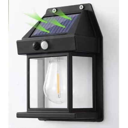 LED Solar wall light with sensor LANTER LED/1W/3,7V 1200 mAh IP44 black