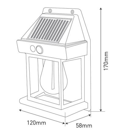 LED Solar wall light with sensor LANTER LED/1W/3,7V 1200 mAh IP44 black